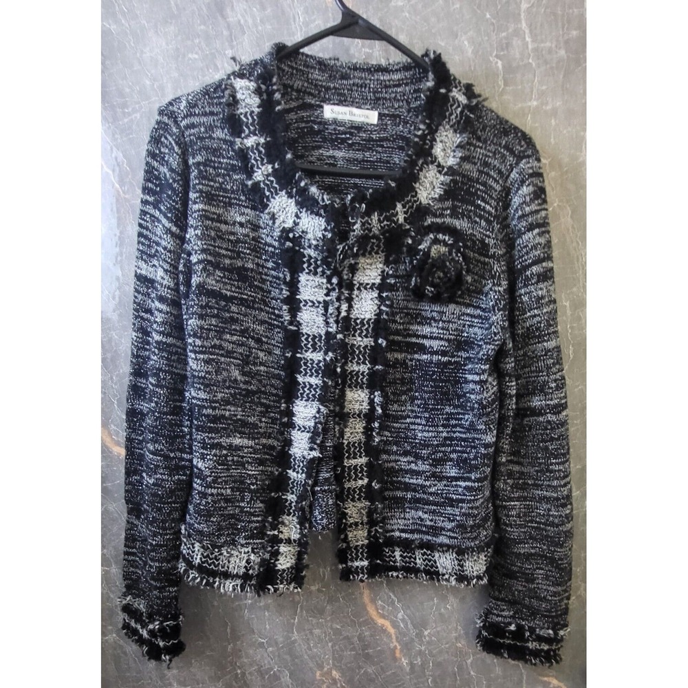 Susan Bristol Metallic  Designer Style Black And White‎ Sweater Size S